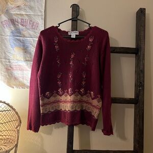 Vintage Gina Peters Lace Trim Sweater